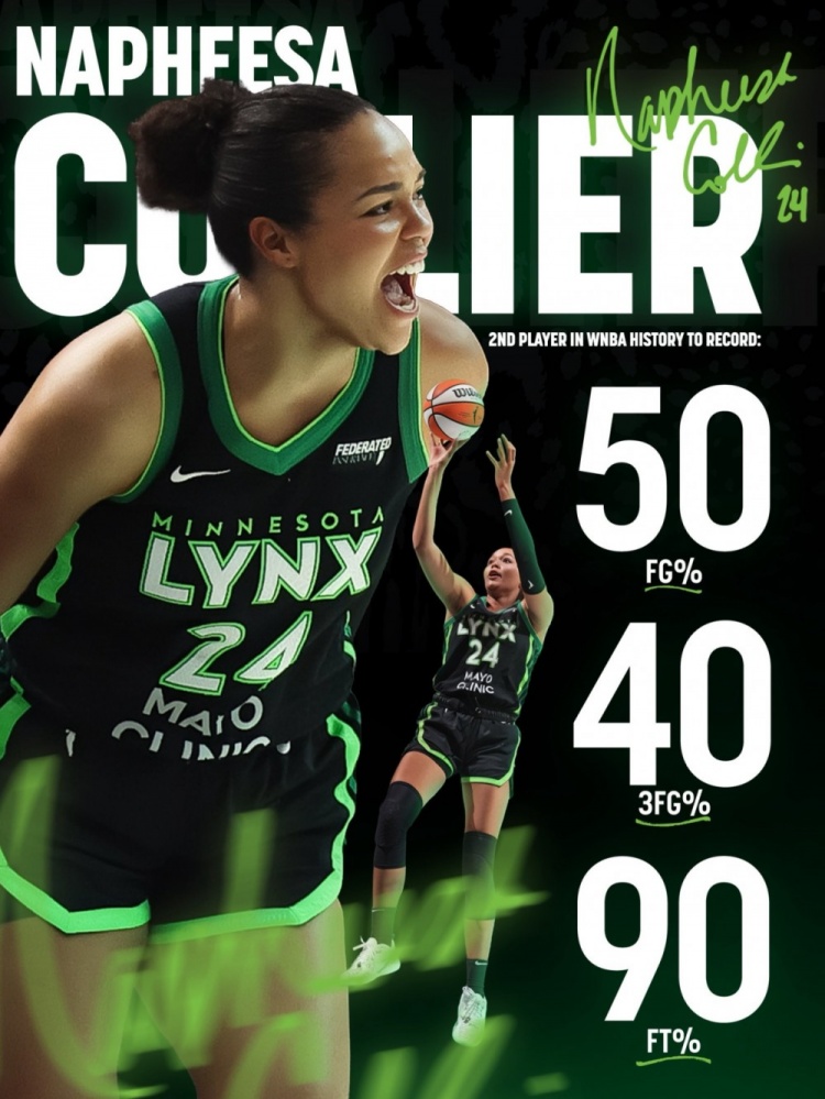 体育赛事-真猛！山猫队核心科利尔场均砍20+杀进180俱乐部 创WNBA历史纪录